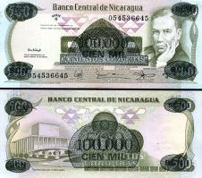 *100 000 Cordóbas Nikaragua 1987, pretlač P149 UNC - Kliknutím na obrázok zatvorte -